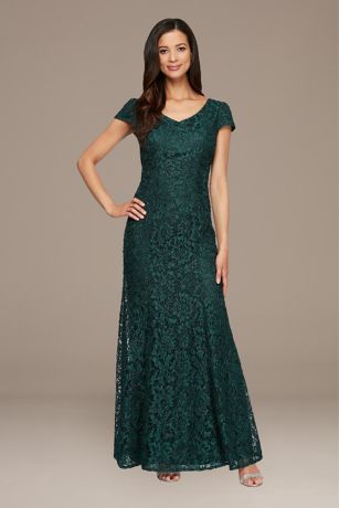 Picture of Long V-Neck Fit and Flare Dress With Corded Detail