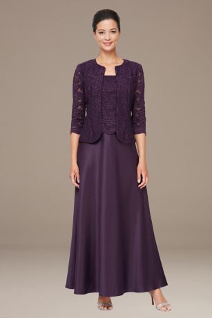 Picture of Sleeveless Lace and Satin A-Line Dress with Jacket