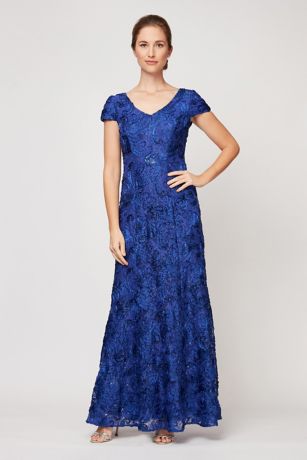 alex evenings floral soutache gown