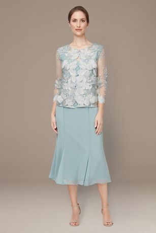 Picture of Tea Length Mock Jacket Dress with Illusion Sleeves