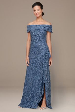Picture of Long Off The Shoulder Sequin Lace Dress
