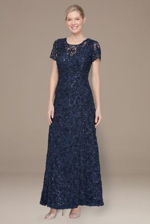 Picture of Rosette A-Line Gown with Sequins and Short Sleeves