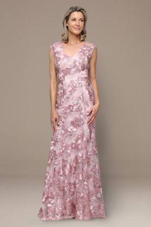 Picture of Long Sleeveless Soutache Dress with V-Neckline