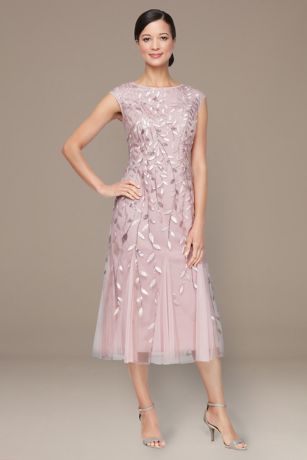 Picture of Midi Embroidered Dress with Godet Detail Skirt