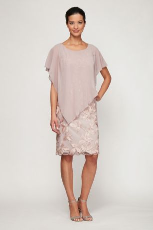 shift dress with chiffon overlay