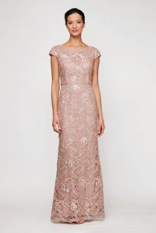 alex evenings rose gold dress