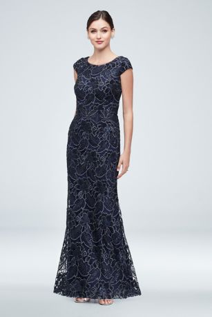 navy lace overlay dress