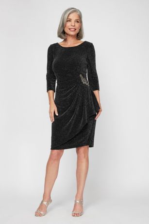 black metallic knit dress