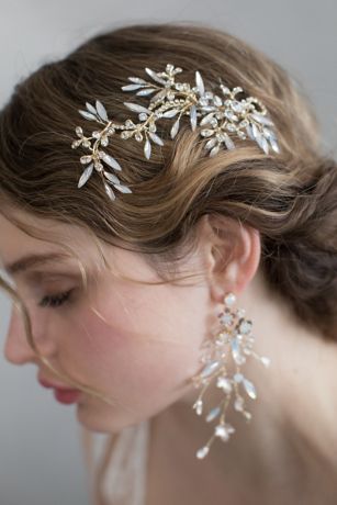 Opal Crystal Fern Branch Hair Clip David S Bridal