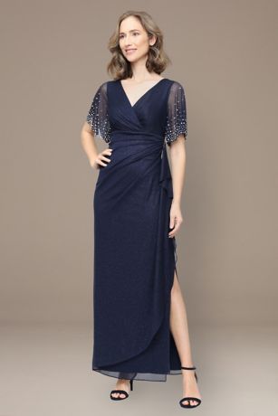 Picture of Long Empire Waist Dress with Flutter Sleeves