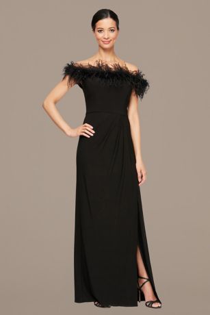 Picture of Jersey Off-The-Shoulder Dress With Marabou Detail