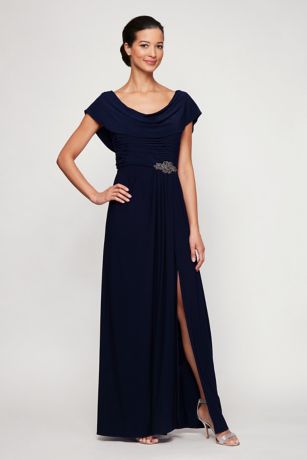 Picture of Pleated Matte Jersey Cowlneck Sheath Dress