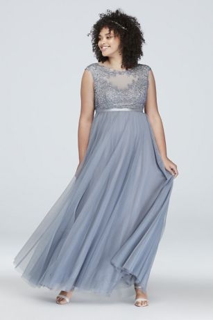 silver gray gown plus size