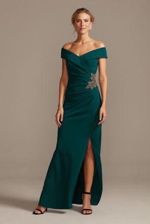 aqua off the shoulder gown