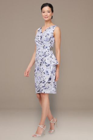 Picture of Floral Print Crepe V-Neck Sheath Dress