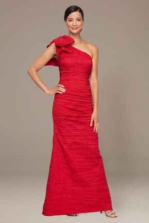Picture of One-Shoulder Taffeta Dress with Bow Shoulder
