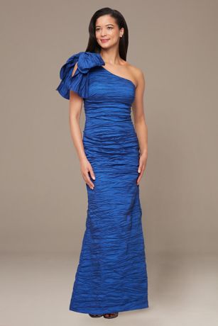 Picture of One-Shoulder Taffeta Dress with Bow Shoulder