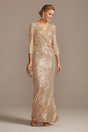 david's bridal rose gold sequin dress