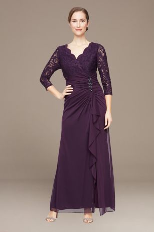 Picture of Petite Empire Waist Lace Dress with Cascade