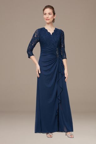 Picture of Petite Empire Waist Lace Dress with Cascade