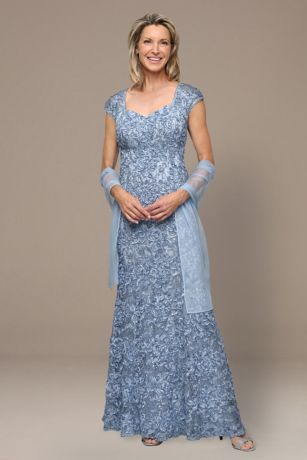Picture of Long Soutache Sweetheart Neck Dress With Shawl