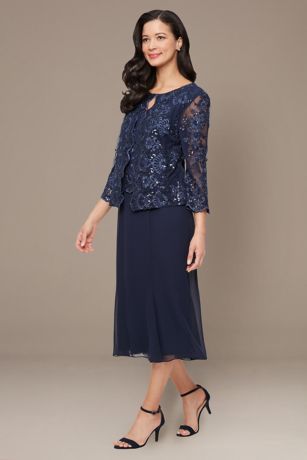 Picture of Petite Midi Tulle Jacket Dress with Chiffon Skirt