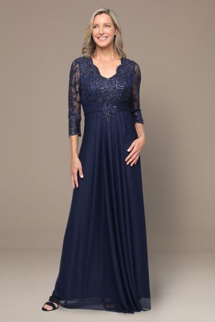 Picture of Empire Dress with 3/4 Sleeves with Scallop Detail