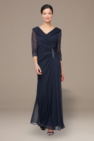 Picture of Long Portrait Collar Dress With Embellished Detail
