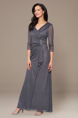 Picture of Long Portrait Collar Dress with Illusion Sleeves