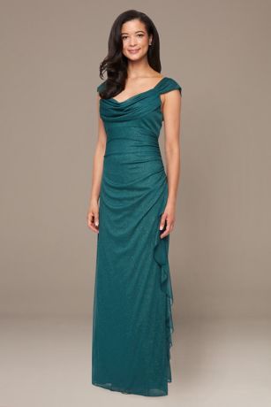 Picture of Sleeveless Glitter Mesh Dress with Cowl Neckline