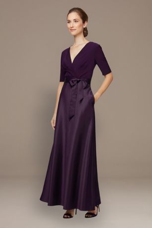 Picture of Jersey and Satin Ball Gown with Elbow  Sleeves
