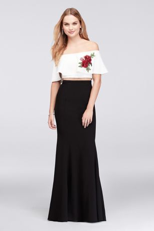 off shoulder crop top gown