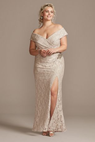 alex evenings off the shoulder gown