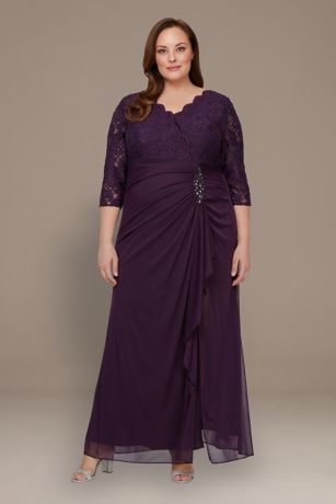 Picture of Empire Waist Lace A-Line Dress with Beaded Cascade
