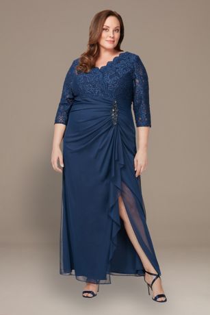 Picture of Empire Waist Lace A-Line Dress with Beaded Cascade