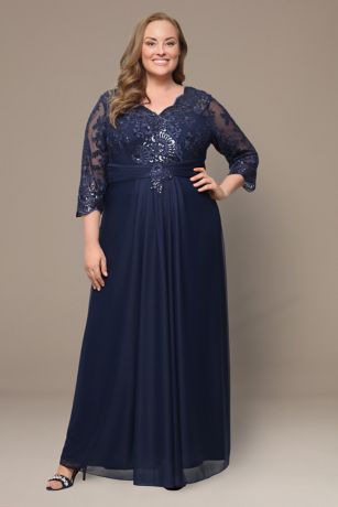 Picture of Empire Dress with 3/4 Sleeves with Scallop Detail