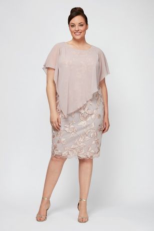 gathered jersey plus size dress with lace bodice