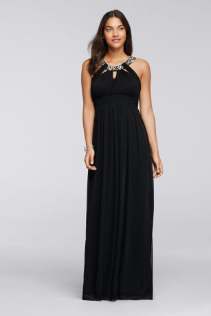 black dress with beaded neckline