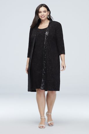 plus size sheath dress with long jacket