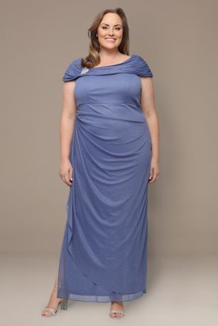 Picture of Long Glitter Mesh L-Neck Dress with Embellisment