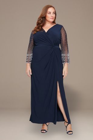 Picture of Long Dress With Embellished Sleeves and Knot Front