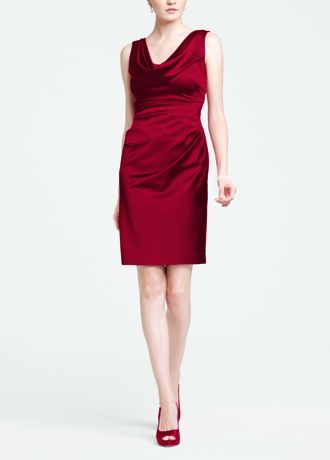 satin cowl neck bridesmaid dress