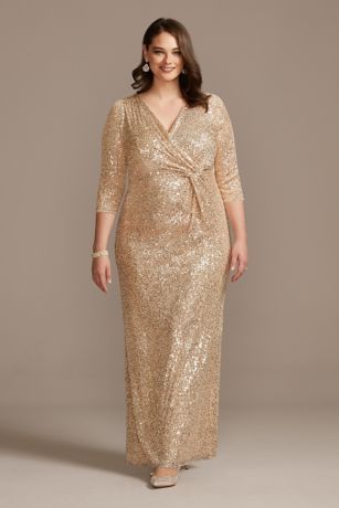 plus size sequin gown with sleeves