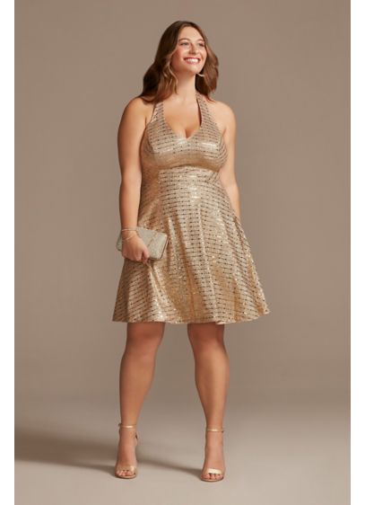 Short A-Line Halter Cocktail and Party Dress - City Triangles