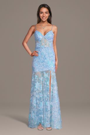 Picture of Patterned Sequin Sweetheart Mermaid Dress