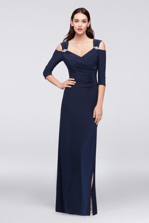 long dress with cold shoulder