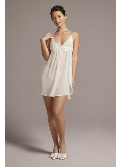 Alencon Lace and Chiffon Chemise - Featuring triangle cups in lovely Alencon lace and