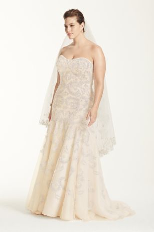 As-Is Plus Size Beaded Trumpet Wedding Dress - Davids Bridal