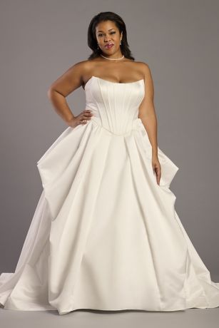 Picture of Satin Corset Ball Gown with Skirt Pick-Ups