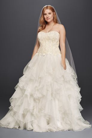 organza mermaid wedding dress with ruffled skirt